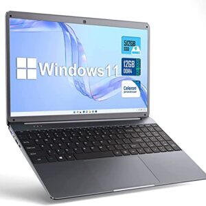 SGIN 15.6 Inch Laptop, Laptops with Intel Celeron N5095 Processor(Up to 2.9GHz), 12GB DDR4 512GB SSD (TF 512GB), FHD 1920x1080 IPS, 2xUSB 3.0, Dual Band WiFi, Bluetooth 4.2(Gray)