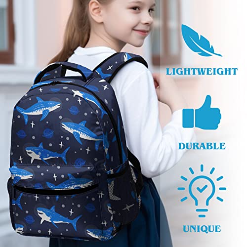 Dacawin Shark Backpack for Boys Blue Cartoon Animals Bookbag Lightweight Breathable School Backpacks Fashion Casual Travel Back Pack for Toddler Kids