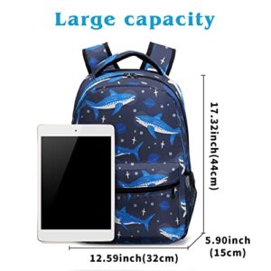 Dacawin Shark Backpack for Boys Blue Cartoon Animals Bookbag Lightweight Breathable School Backpacks Fashion Casual Travel Back Pack for Toddler Kids