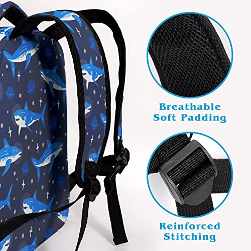 Dacawin Shark Backpack for Boys Blue Cartoon Animals Bookbag Lightweight Breathable School Backpacks Fashion Casual Travel Back Pack for Toddler Kids