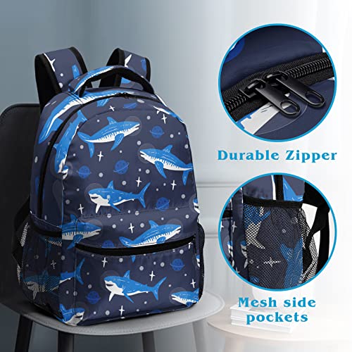 Dacawin Shark Backpack for Boys Blue Cartoon Animals Bookbag Lightweight Breathable School Backpacks Fashion Casual Travel Back Pack for Toddler Kids