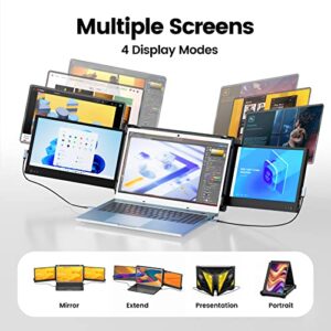 KEFEYA Laptop Screen Extender, 12" Triple Screen Monitor for 13-16 Inch Laptops, Portable Monitor for Laptop with Full HD IPS Display for Mac, Windows, Chrome and Switch, Plug and Play