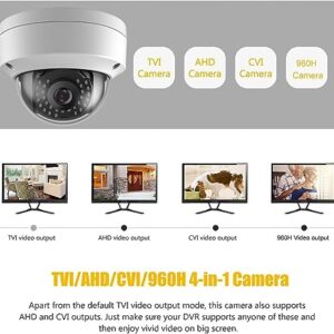 2MP Analog TVI AHD CCTV Vandal Dome Surveillance Security Camera, 2.8mm 100° Wide Viewing Angle, 1080P, 65ft Night Vision, Outdoor, Compatible with Swann/ANNKE/Hikvision DVR, Full Metal Housing