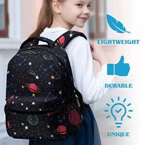 Dacawin Galaxy Backpack for Boys Girls Black Space Planet Bookbag Lightweight Fashion High School Backpacks Outdoor Breathable Travel Back Pack