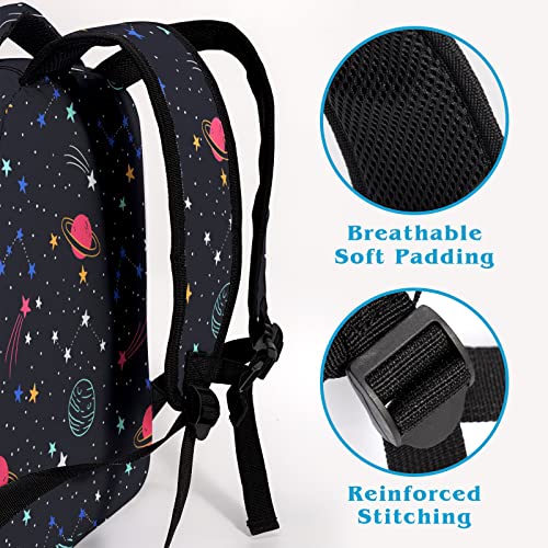 Dacawin Galaxy Backpack for Boys Girls Black Space Planet Bookbag Lightweight Fashion High School Backpacks Outdoor Breathable Travel Back Pack