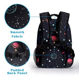 Dacawin Galaxy Backpack for Boys Girls Black Space Planet Bookbag Lightweight Fashion High School Backpacks Outdoor Breathable Travel Back Pack