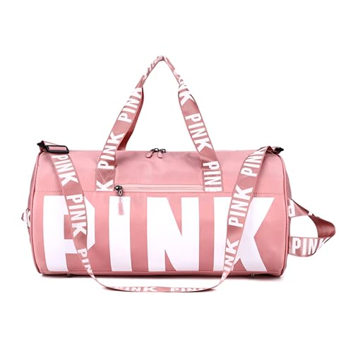 Gym Bag, Sports Duffel Bag with Waterproof Wet Pocket & Shoes Compartment, Lightweight Travel Bag for Weekend Getaway, Gym Bag for Women And Men, Pink