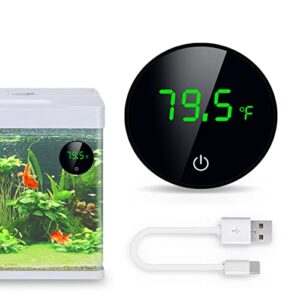 aquarium thermometer digital, fish tank thermometer, reptile terrarium thermometer, incubator thermometer, fish tank accessories with led display and usb rechargeable cordless, range of 14-122℉