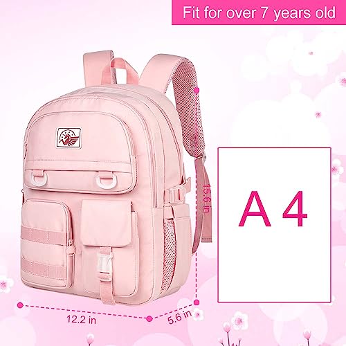 Laptop Backpack for Girls, Women College School Bookbag, 15.6" Cute Aesthetic Computer Water Resistant Anti Theft School Bags for Teens Girls Students - Pink