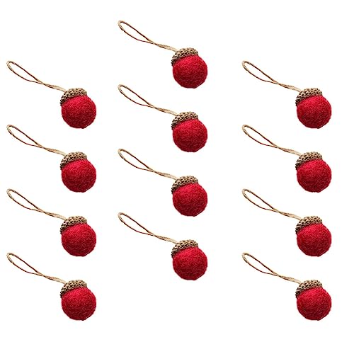 ARTIBETTER Christmas Felt Pine Cone Ornaments Christmas Wool Balls Red Wool Felt Pom Poms DIY Wool Felt Balls for Christmas DIY Garland Xmas Decorations