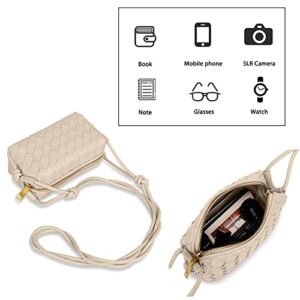 Small Crossbody Shoulder Bag for Women, Mini Camera Bag Card Holder Wallet Purse and Hand-Woven Handbags