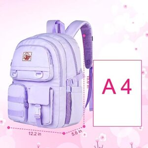 Laptop Backpack for Girls, Women College School Bookbag, 15.6" Cute Aesthetic Computer Water Resistant Anti Theft School Bags for Teens Girls Students - Purple