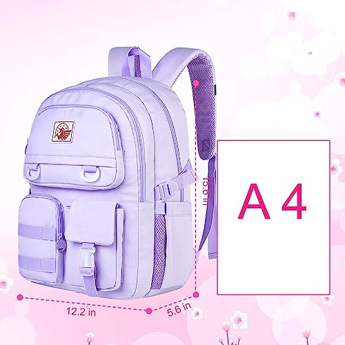 Laptop Backpack for Girls, Women College School Bookbag, 15.6" Cute Aesthetic Computer Water Resistant Anti Theft School Bags for Teens Girls Students - Purple