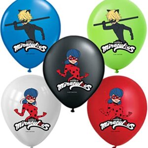 Vision Licensed Miraculous Party Supplies Ladybug Balloons 25 Pcs & Happy Birthday Banner Set For Miraculous Theme Birthday Kids Party