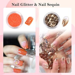 Acrylic Nail Kit with Nail Primer and Top Coat, Polymer Colored Acrylic Nail Powder for Acrylic Nail Extension Carving