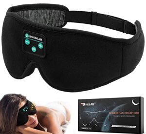 boodlab sleep headphones, sleep mask with bluetooth headphones, washable sleep mask headphones with adjustable ultra thin stereo speakers microphone hands free for travel