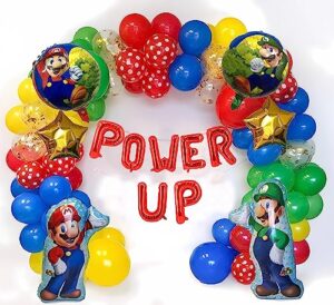 super bro party decoration balloon garland arch set, girl and boy birthday party supplies,super bro foil balloon latex balloon, used for super bro themed birthday background decoration