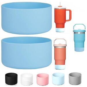 2pcs boot sleeve for stanley cup 40 30 oz quencher, silicone boot for stanley iceflow flip 20oz 30oz tumblers, bottom cover for stanley cup accessories, light blue