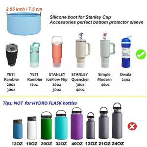 2Pcs Boot Sleeve for Stanley Cup 40 oz 30 oz Quencher Tumbler with Handle, Silicone Boots for IceFlow Flip 20oz 30oz Tumblers, Bottom Cover Bumper Protector for Stanley Cup Accessories, Clear