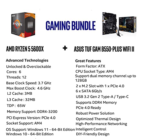 Micro Center AMD Ryzen 5 5600X 6-core Desktop Processor with Wraith Stealth Cooler Bundle with ASUS TUF Gaming B550-PLUS Motherboard and 2TB Gen4x4 M.2 SSD
