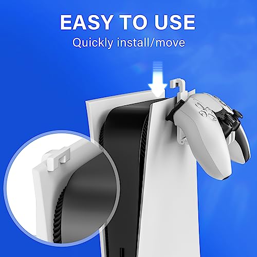 Gepicest PS5 Headset Holder Stand for Playstation 5 Console, Gaming Headset Hanger with Widen Hook for PS5 Controller, 3 Packs Gaming Headphones/Remote Accessories for Multi PS5 Stuff White