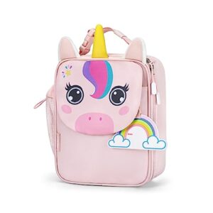 tourit kids lunch box insulated lunch bag for kids with water bottle holder, water-resistant lightweight lunch tote bag for boys girls to school, picnics,unicorn