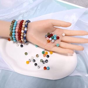 Enjoymade Glass Beads for Jewelry Making 8mm Turquoise Crystal Beads for Bracelets Making Kit Round Gemstone Stone Spacer Chakra Energy Healing Beads Bulk DIY Crystal Beads