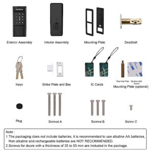 Secustone Smart Lock - Fingerprint Door Lock - Keyless Entry Door Lock - Smart Deadbolt Lock for Front Door with 2 Backup Keys, Door Lock with Keypad - 5 in 1 Auto Lock - Black