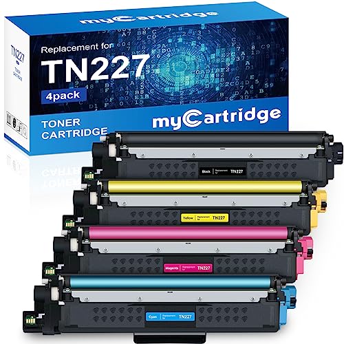 myCartridge TN227 High Yield Toner Cartridge 4 Pack Replacements for TN-227BK/C/M/Y High Yield Brother HL-L3290CDW HL-L3270CDW/L3210CW MFC-L3770CDW, TN-227 TN-223BK/C/M/Y Toner Cartridges