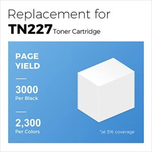 myCartridge TN227 High Yield Toner Cartridge 4 Pack Replacements for TN-227BK/C/M/Y High Yield Brother HL-L3290CDW HL-L3270CDW/L3210CW MFC-L3770CDW, TN-227 TN-223BK/C/M/Y Toner Cartridges