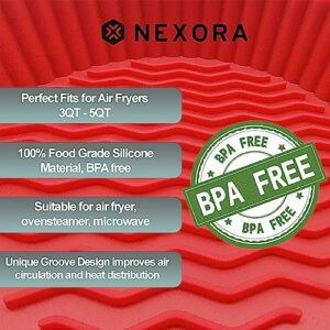 NEXORA 2-Pack Silicone Air Fryer Liners Reusable Air Fryer Silicone Basket Heat Resistant Easy Cleaning Air fryers Silicone Pot Round Compatible With Ninja Cosori Gourmia (7.5" (3to5 QT), Pink+Green)