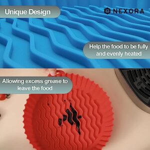 NEXORA 2-Pack Silicone Air Fryer Liners Reusable Air Fryer Silicone Basket Heat Resistant Easy Cleaning Air fryers Silicone Pot Round Compatible With Ninja Cosori Gourmia (7.5" (3to5 QT), Pink+Green)