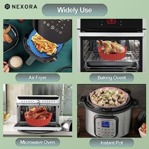 NEXORA 2-Pack Silicone Air Fryer Liners Reusable Air Fryer Silicone Basket Heat Resistant Easy Cleaning Air fryers Silicone Pot Round Compatible With Ninja Cosori Gourmia (7.5" (3to5 QT), Pink+Green)