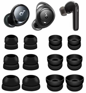 iiexcel double flange compatible with soundcore space a40 ear tips, noise reduce replacement silicone eartips buds cover accessories compatible with soundcore life p3 a1 space a40 - s/m/l black