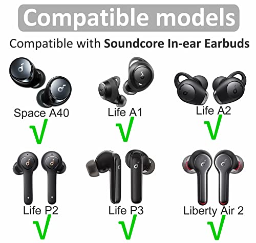 IiEXCEL Double Flange Compatible with Soundcore Space A40 Ear Tips, Noise Reduce Replacement Silicone Eartips Buds Cover Accessories Compatible with Soundcore Life P3 A1 Space A40 - S/M/L Black