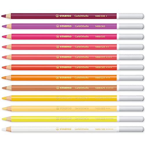 STABILO Chalk-Pastel Pencil CarbOthello - Pack of 12 - Warm Tones