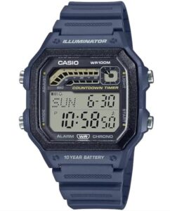 casio illuminator 10-year battery alarm chronograph countdown timer men's watch ws1600h-2av