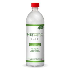netzero premium bioethanol fuel 1 liter for ventless fireplaces, fire pit, stoves and burners clean burning, sustainable fuel. (1000ml/ 32oz)…