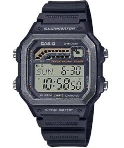 casio illuminator 10-year battery countdown timer alarm chronograph men's watch ws1600h-1av