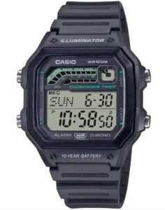 casio illuminator 10-year battery countdown timer alarm chronograph men's digital watch ws1600h-8av