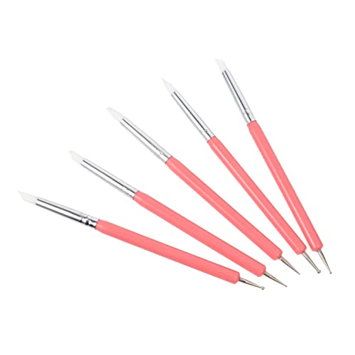 FOMIYES 5pcs Silicone Dot Needle Pen Nail Set Tool Pinceles Para Uñas Acrilicas Nails Kits Salon Nail Stylus Pen Nail Brush Pen Nail Art Tip Dot Nail Liner Brush Manicure Brush Pen Pink