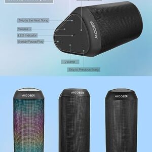 Wireless Bluetooth Speaker, Portable Speaker 15W Stereo Sound with Multi LED Light Dynamic Modes, IPX4 Waterproof Bluetooth Speakers, BT5.3, TWS Surround Pairing, Lightweight for Party Outdoor Camping