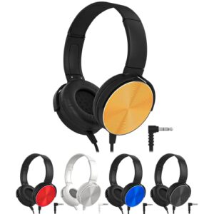 Maeline Classroom Headphones Bulk 5 Pack, Student On Ear Comfy Swivel Headset for School, Library, Airplane, for Online Learning, Travel, Stereo Sound 3.5mm Jack, Red, Black, Blue, White, Yellow