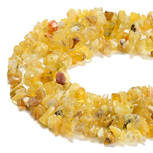 PLTbeads 5-8mm Natural Yellow Opal Gemstone Chips Beads Healing Crystals Waist Bracelets Necklace Kit Irregular Stone DIY Crafts Design Jewelry Making