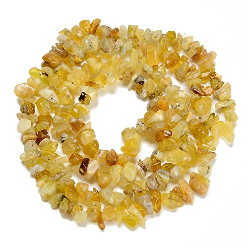 PLTbeads 5-8mm Natural Yellow Opal Gemstone Chips Beads Healing Crystals Waist Bracelets Necklace Kit Irregular Stone DIY Crafts Design Jewelry Making