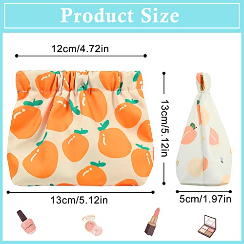 JOINDO Mini Makeup Bag, 2PCS Pocket Cosmetic Bag, Waterproof Printed Floral Makeup Pouch, Small Makeup Bag for Purse Travel Makeup Organizer Bag for Lipstick Headphones Jewelry (Orange&Apricot)