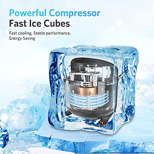 Ice Makers Countertop, 40Lbs/24H, 24pcs Ice Cubes Ready in 13 Mins, FREE VILLAGE Portable Ice Machine with Self-Cleaning, Timer, Quiet & Easy to Use, Ice Maker Ideal for Home/Kitchen/Office/Bar/Party