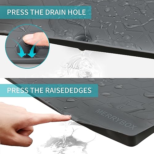 Under Sink Mat for Kitchen Cabinet Waterproof, 34" x 22" Silicone Under Sink Liner Protector Multipurpose, Under Sink Drip Tray Fits 36'' Cabinet, Thick Edge Cabinet Mat with Drain Hole- Dark Grey