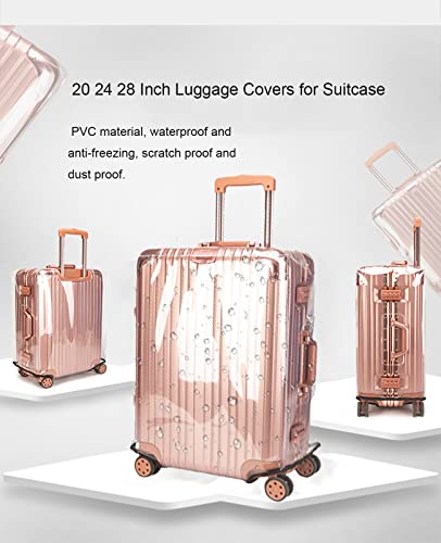 Sanseenia Luggage Covers for Suitcase, 18 20 22 24 Inch Full Transparent Suitcase cover, Clear PVC Thicken Travel Luggae Protector Cover (28 Inch)