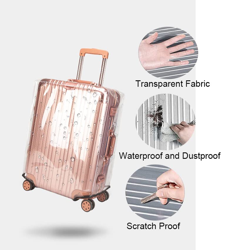 Sanseenia Luggage Covers for Suitcase, 18 20 22 24 Inch Full Transparent Suitcase cover, Clear PVC Thicken Travel Luggae Protector Cover (28 Inch)